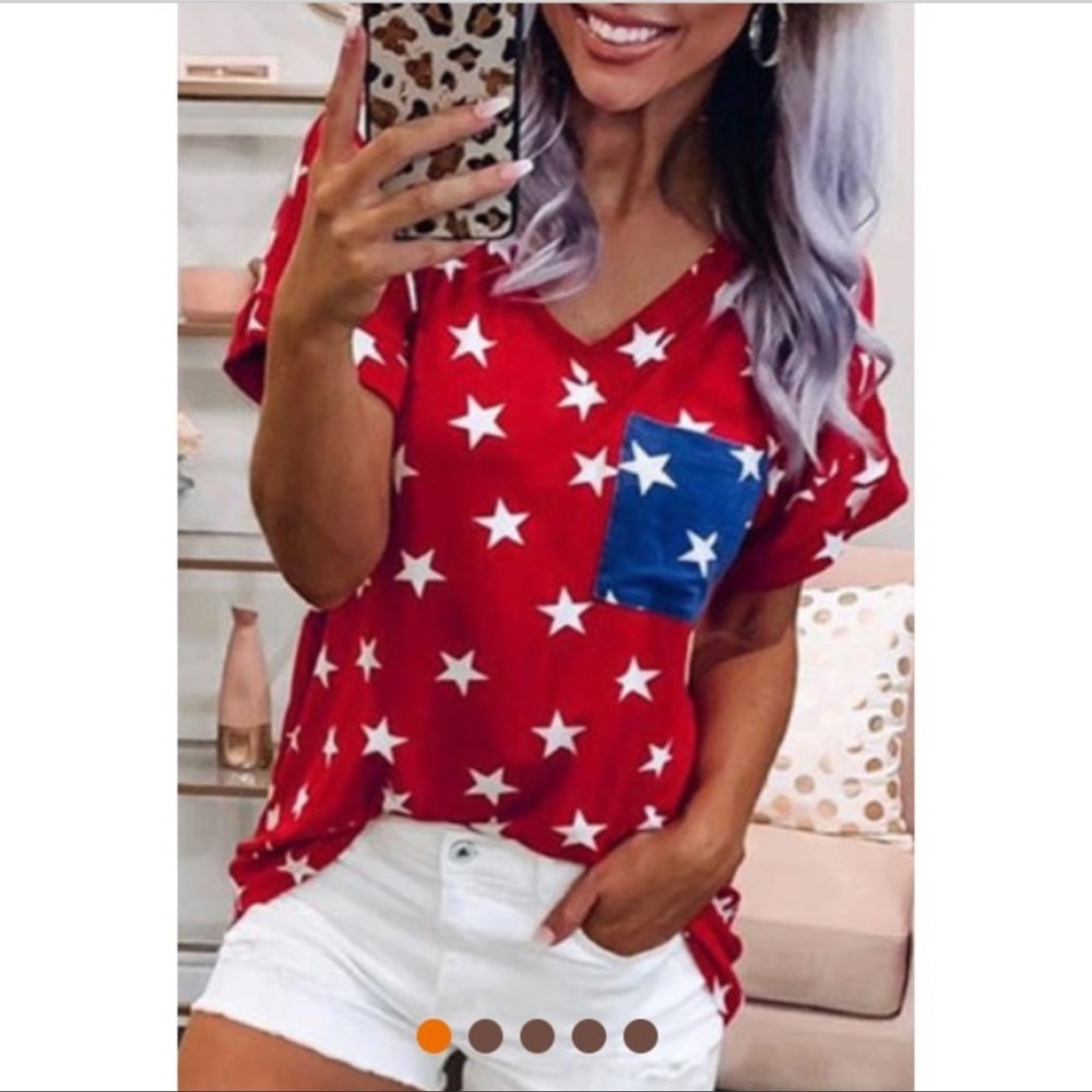 Fiona USA Stars Pocket Tee☀️